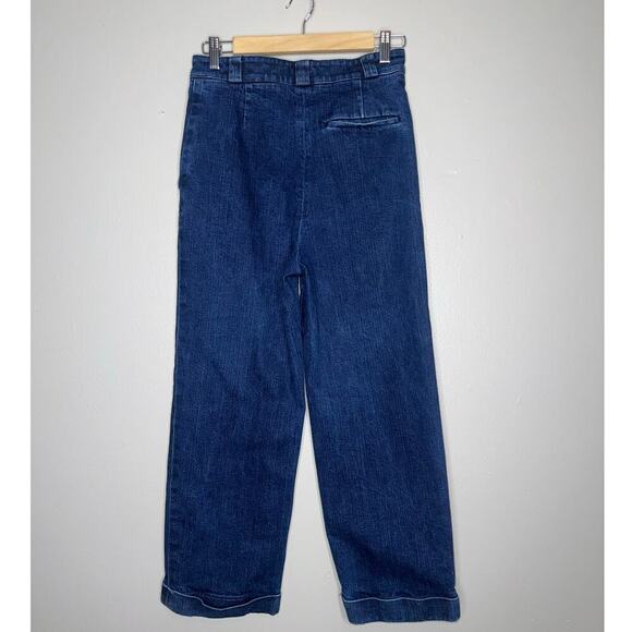 Theory High Rise Wide Leg Structured Denim Pants/Trousers Indigo Blue Size US 4 - Picture 8 of 8